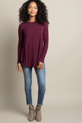 Burgundy Basic Long Sleeve Top