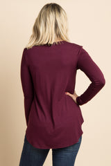 Burgundy Basic Long Sleeve Maternity Top