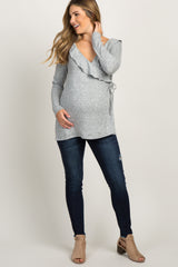 PinkBlush Heather Grey Ruffle Trim Maternity Nursing Wrap Top