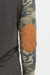 Charcoal Grey Camo Colorblock Maternity Top