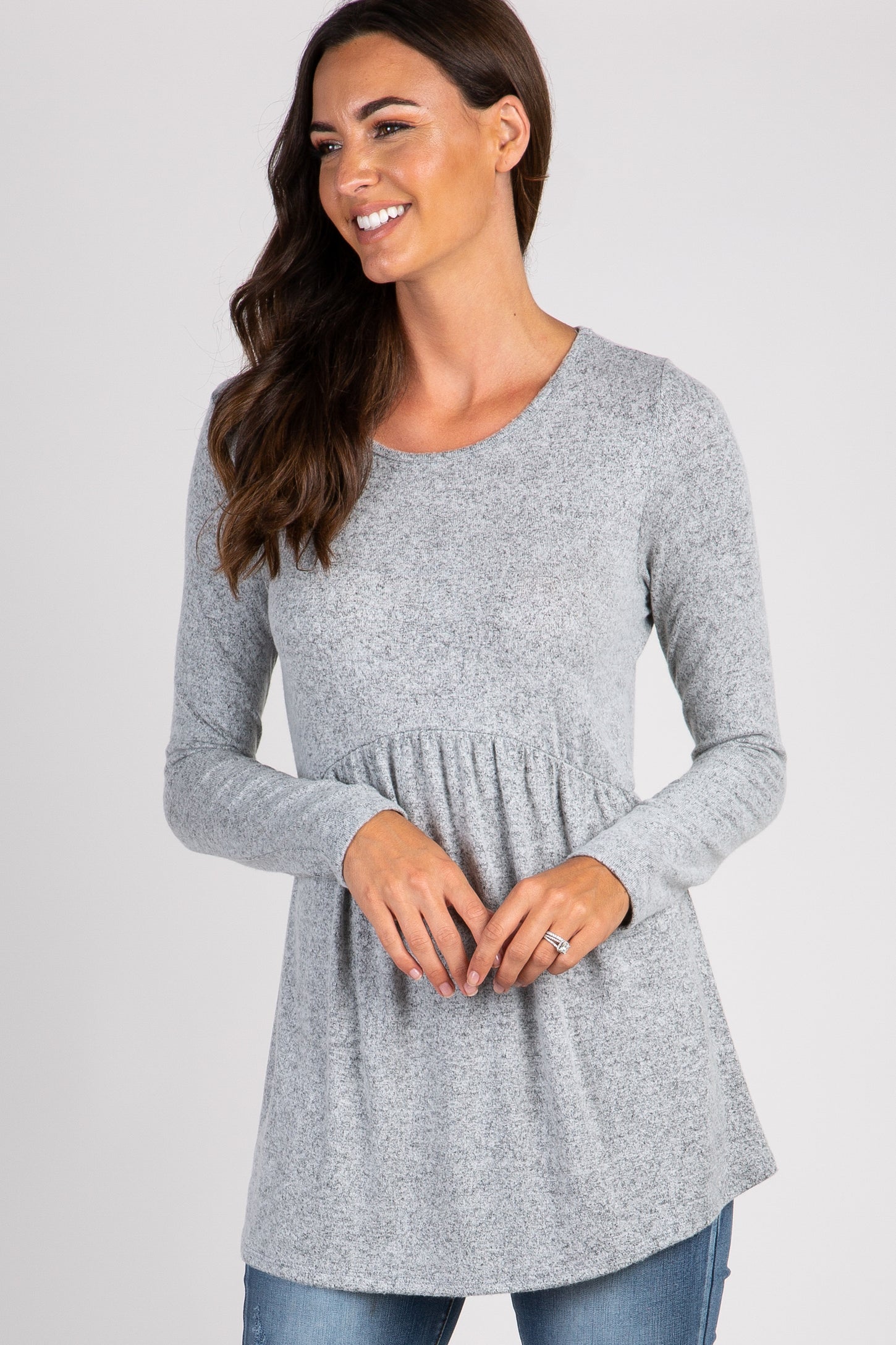 PinkBlush Heather Grey Soft Knit Peplum Top