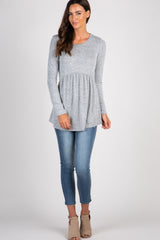 PinkBlush Heather Grey Soft Knit Peplum Top