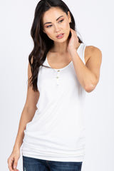 PinkBlush Ivory Button Accent Maternity Tank Top