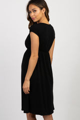 PinkBlush Black Draped Maternity/Nursing Dress