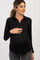 PinkBlush Black Long Sleeve Ruched Maternity Active Top