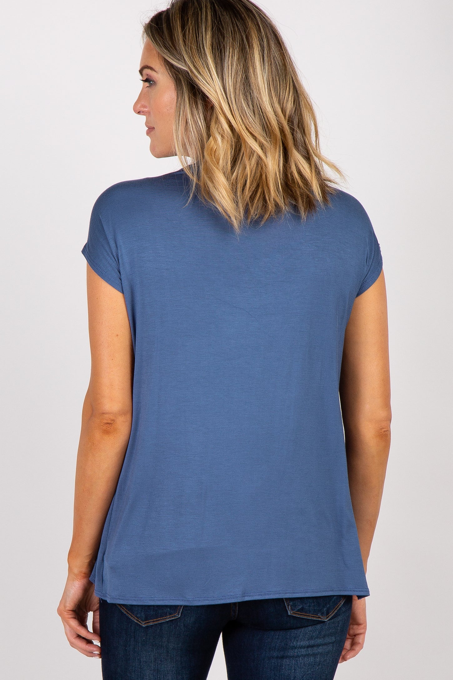 PinkBlush Blue Layered Wrap Front Nursing Top