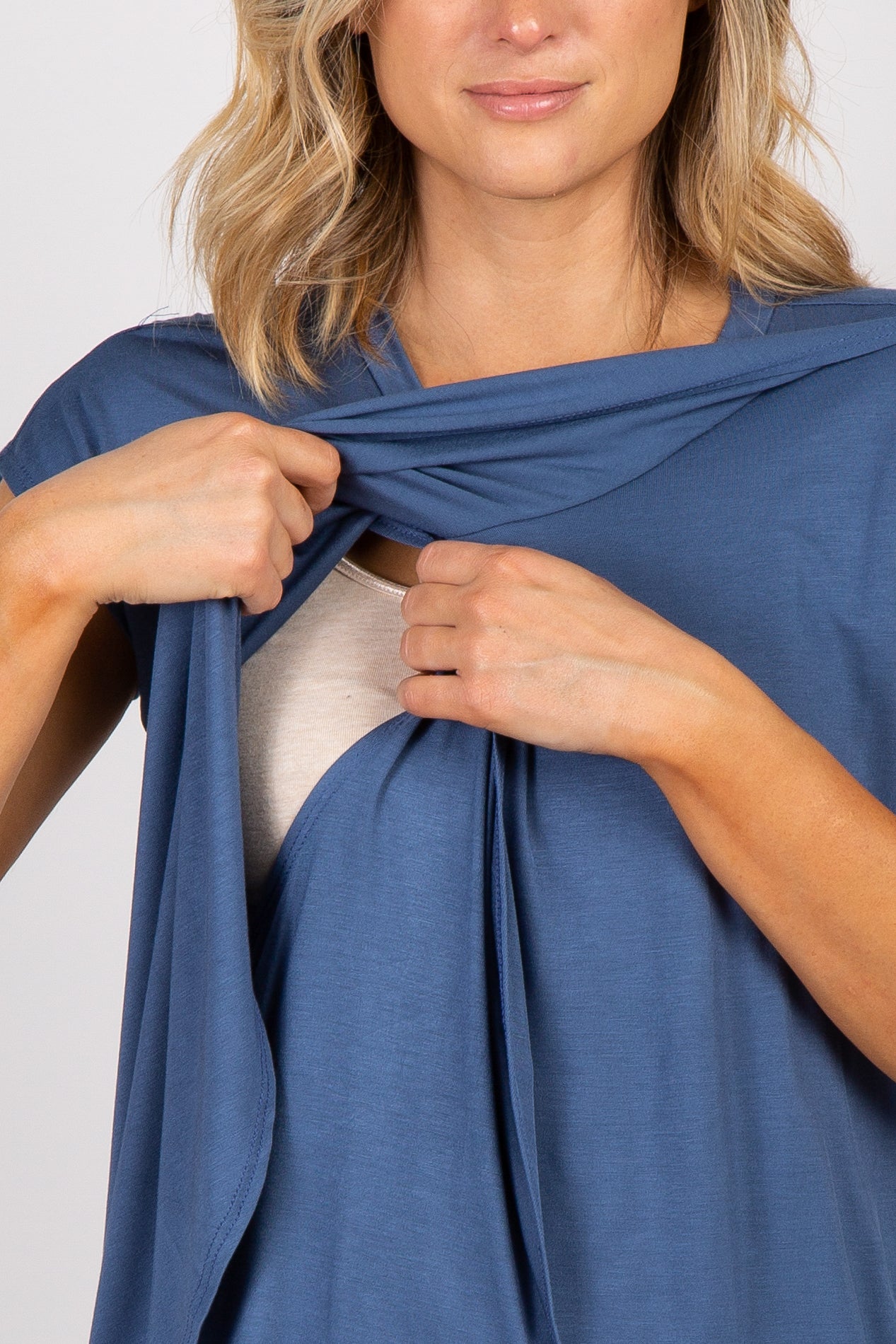 PinkBlush Blue Layered Wrap Front Nursing Top