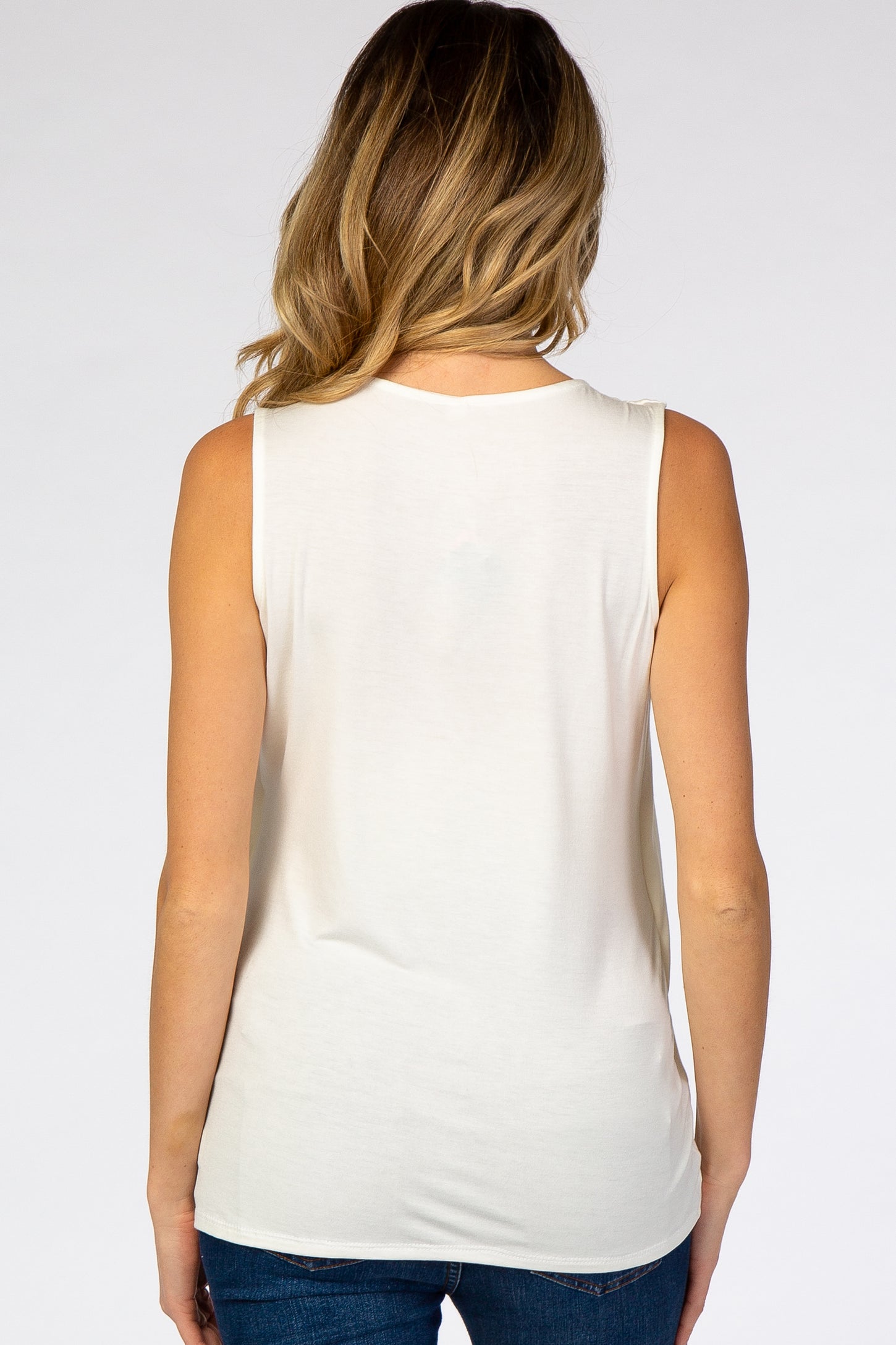 PinkBlush Ivory Solid Sleeveless Maternity Nursing Top