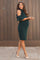 PinkBlush Forest Green Cold Shoulder Ruffle Detail High Neck Fitted Maternity Dress