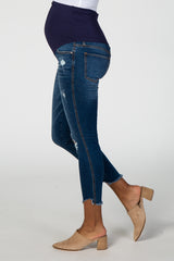 PinkBlush Navy Blue Distressed Frayed Hem Maternity Jean