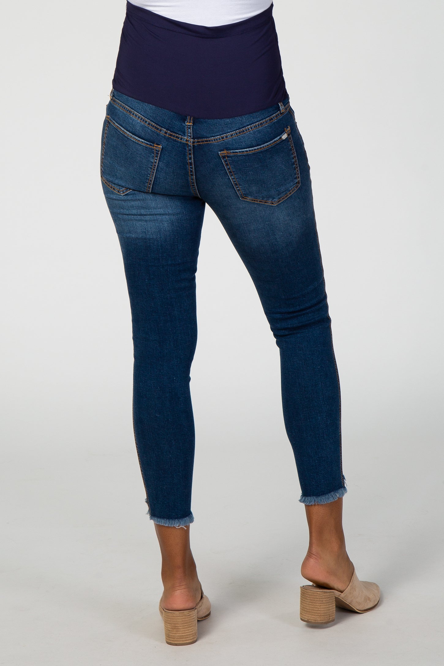 PinkBlush Navy Blue Distressed Frayed Hem Maternity Jean