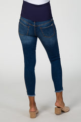 PinkBlush Navy Blue Distressed Frayed Hem Maternity Jean