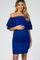 PinkBlush Blue Double Layer Ruffle Off Shoulder Maternity Dress