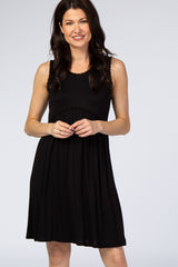PinkBlush Black Sleeveless Round Neck Pom Pom Detail Dress