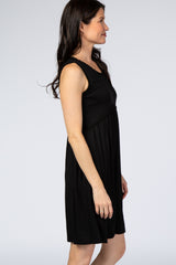 PinkBlush Black Sleeveless Round Neck Pom Pom Detail Dress