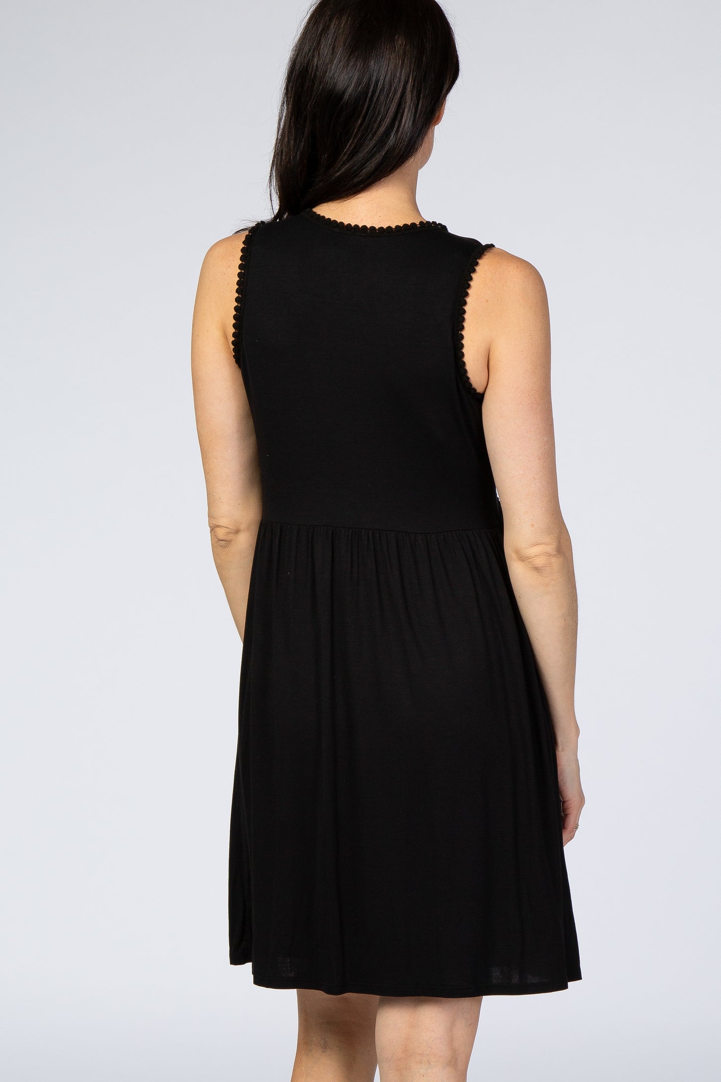 PinkBlush Black Sleeveless Round Neck Pom Pom Detail Dress