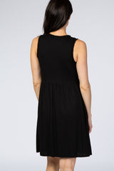 PinkBlush Black Sleeveless Round Neck Pom Pom Detail Dress