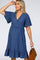PinkBlush Blue Textured Polka Dot Ruffle Hem Short Sleeve Maternity Dress