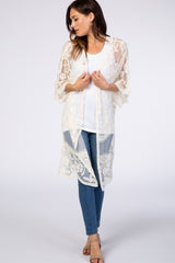 White Lace 3/4 Sleeve Maternity Cover Up