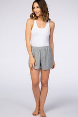 Grey Terry Elastic Waist Maternity Lounge Shorts