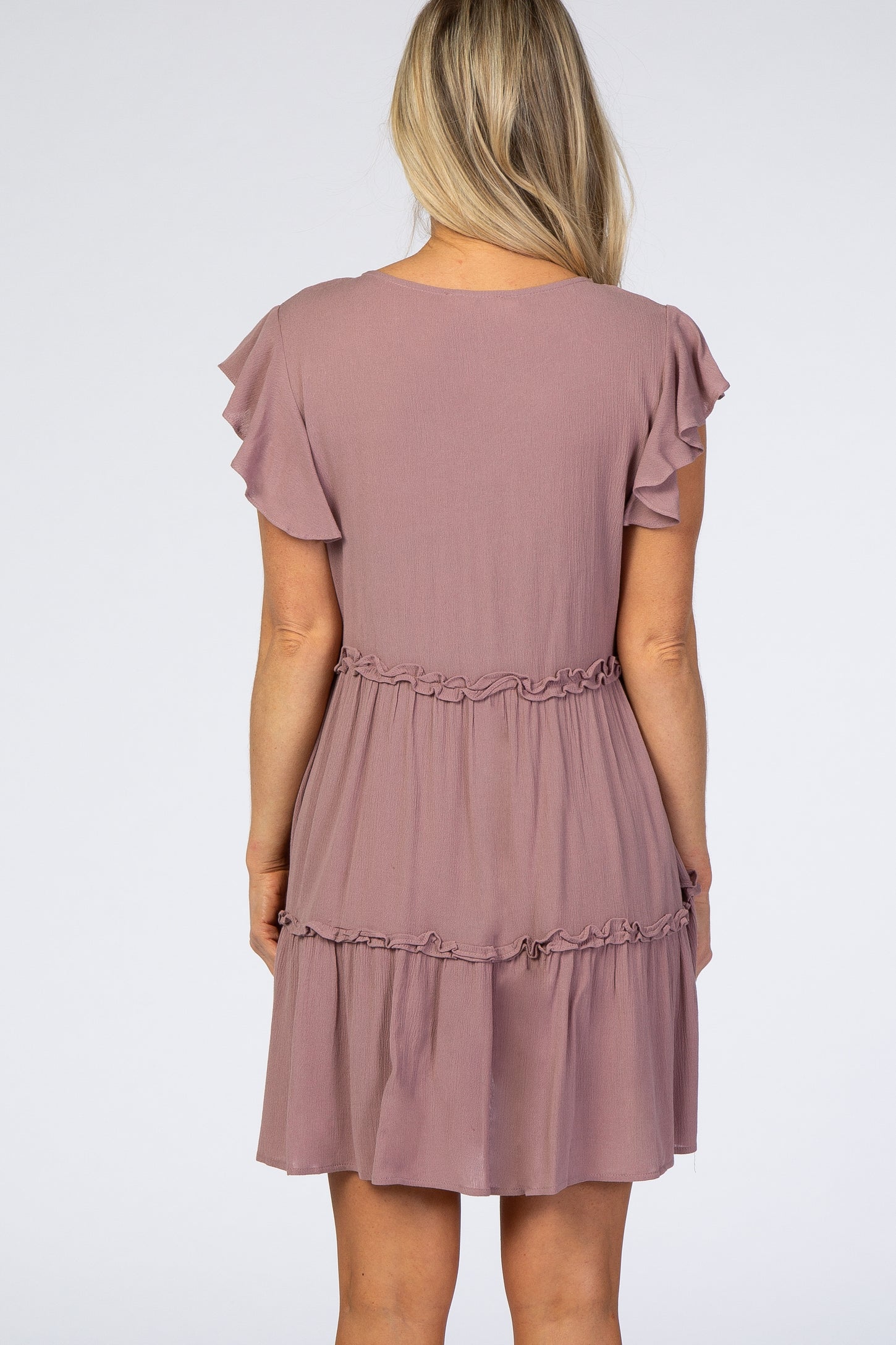 Mauve Ruffle Maternity Mini Dress