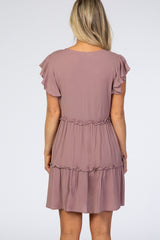Mauve Ruffle Maternity Mini Dress