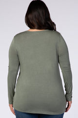 Light Olive Basic Long Sleeve Plus Top