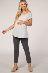 PinkBlush Charcoal Cropped Maternity Dress Pants