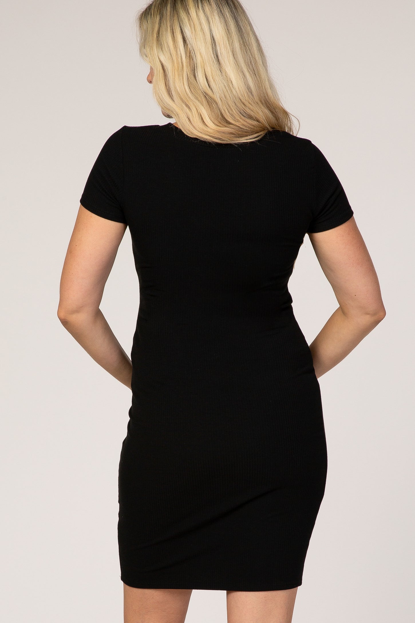 Black Ribbed Maternity Dress