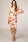 Peach Floral Print Ruffle Fitted Maternity Dress