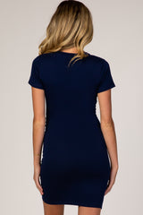 Navy Wrap Maternity T-Shirt Dress