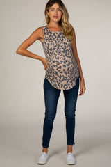 Mocha Animal Print Maternity Tank