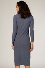 Navy Button Down Midi Dress