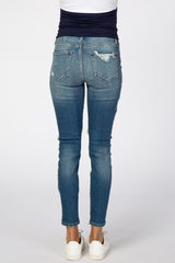 Light Blue Distressed Skinny Maternity Jeans
