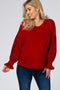 Red Bubble Ruffle Long Sleeve Maternity Top
