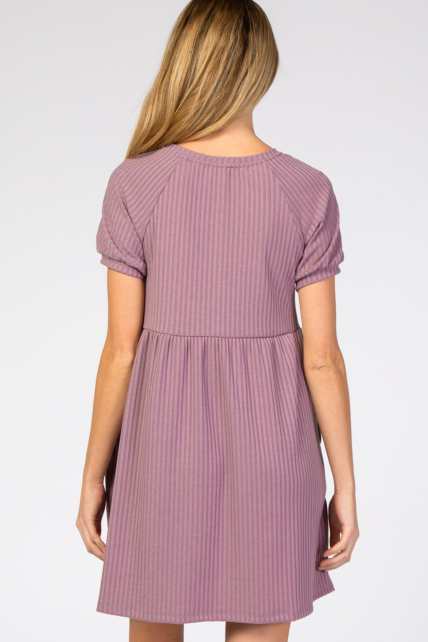 Lavender Ribbed Babydoll Maternity Dress
