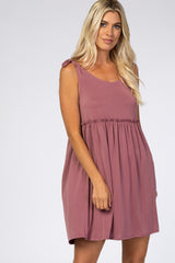 Mauve Knot Tie Strap Dress