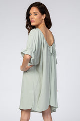 Dusty Mint Knot Back Short Sleeve Dress