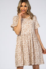 Mocha Leopard Print Babydoll Dress