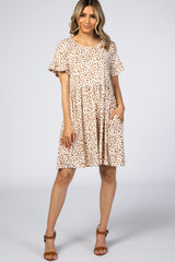 Mocha Leopard Print Babydoll Maternity Dress