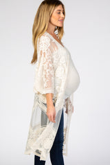 Cream Mesh Lace Maternity Cover Up