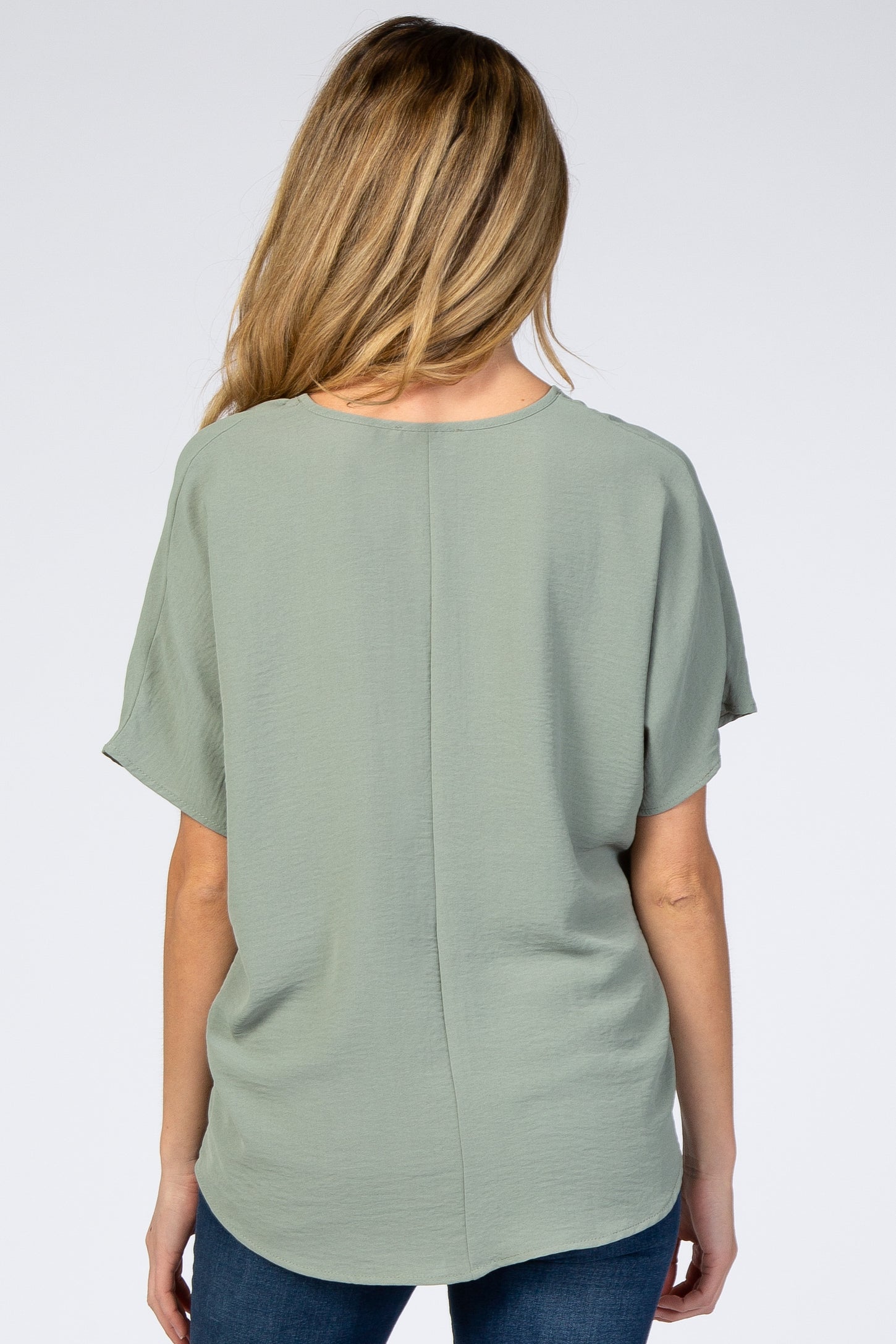 Light Olive Short Sleeve Maternity Blouse