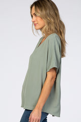 Light Olive Short Sleeve Blouse