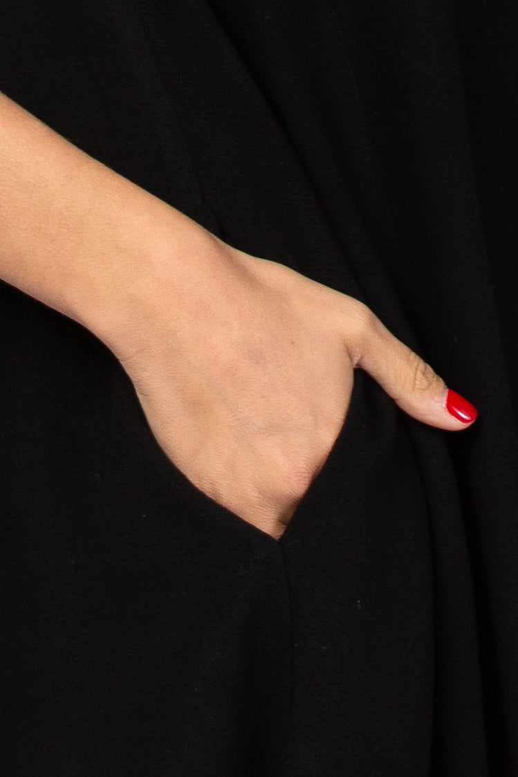 Black Fringe Linen Dress