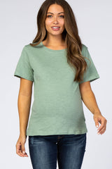 Light Olive Short Sleeve Maternity Top