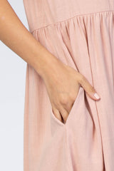 Light Pink Linen Babydoll Dress