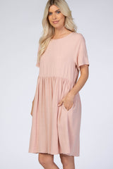 Light Pink Linen Babydoll Dress