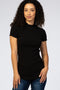 Black Ribbed Ruffle Trim Top
