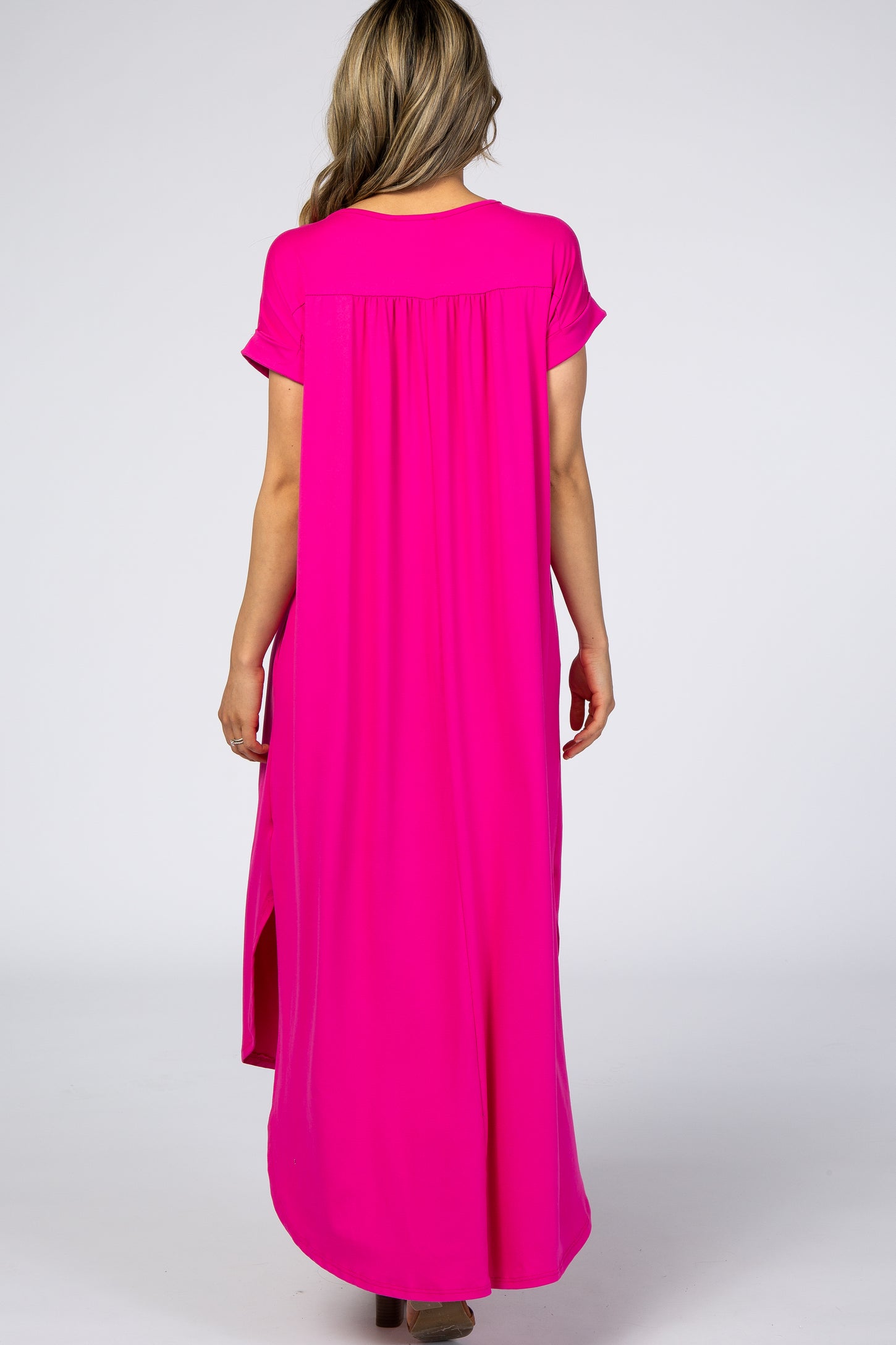 Fuchsia Side Slit Maxi Dress