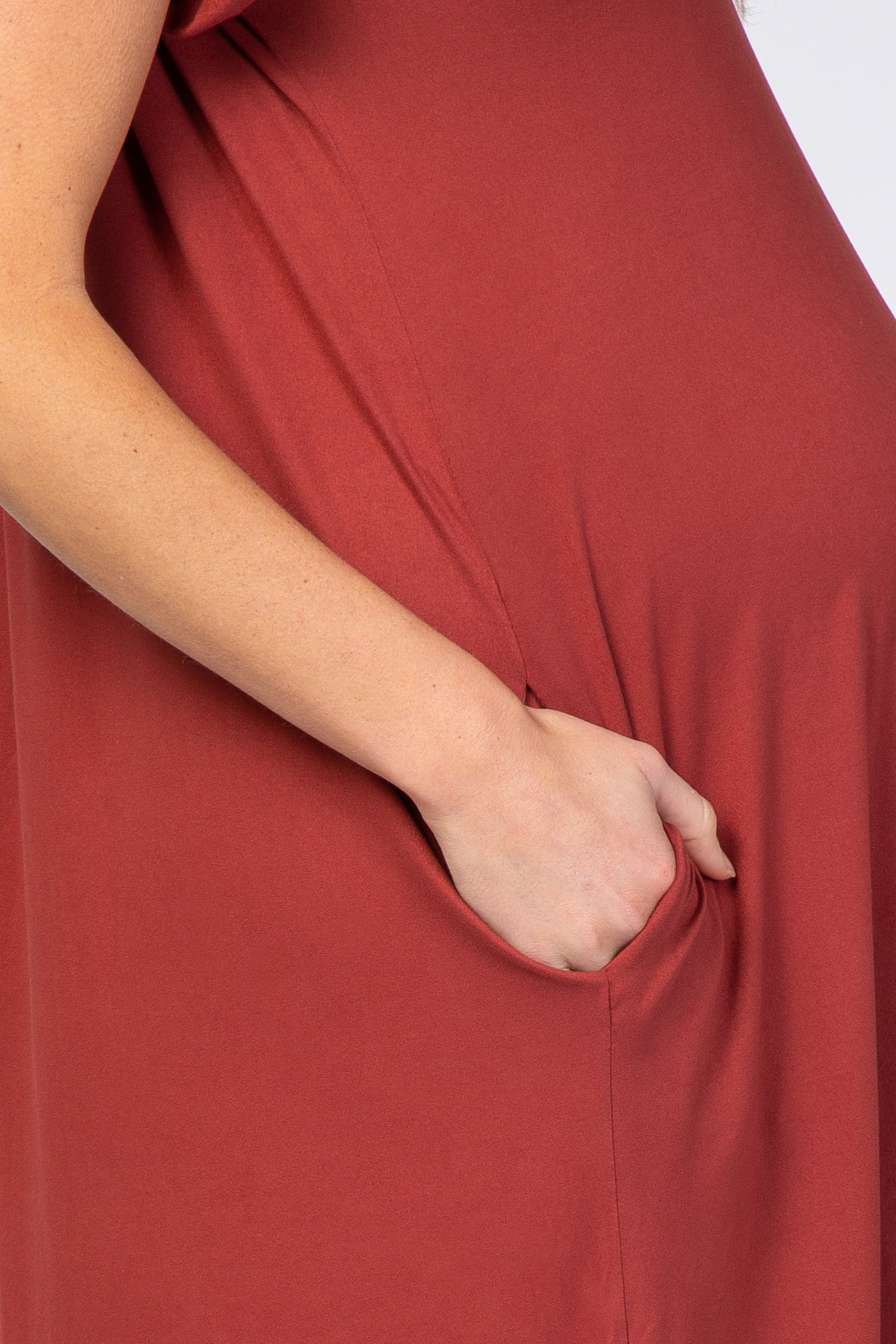 Rust Side Slit Maternity Maxi Dress